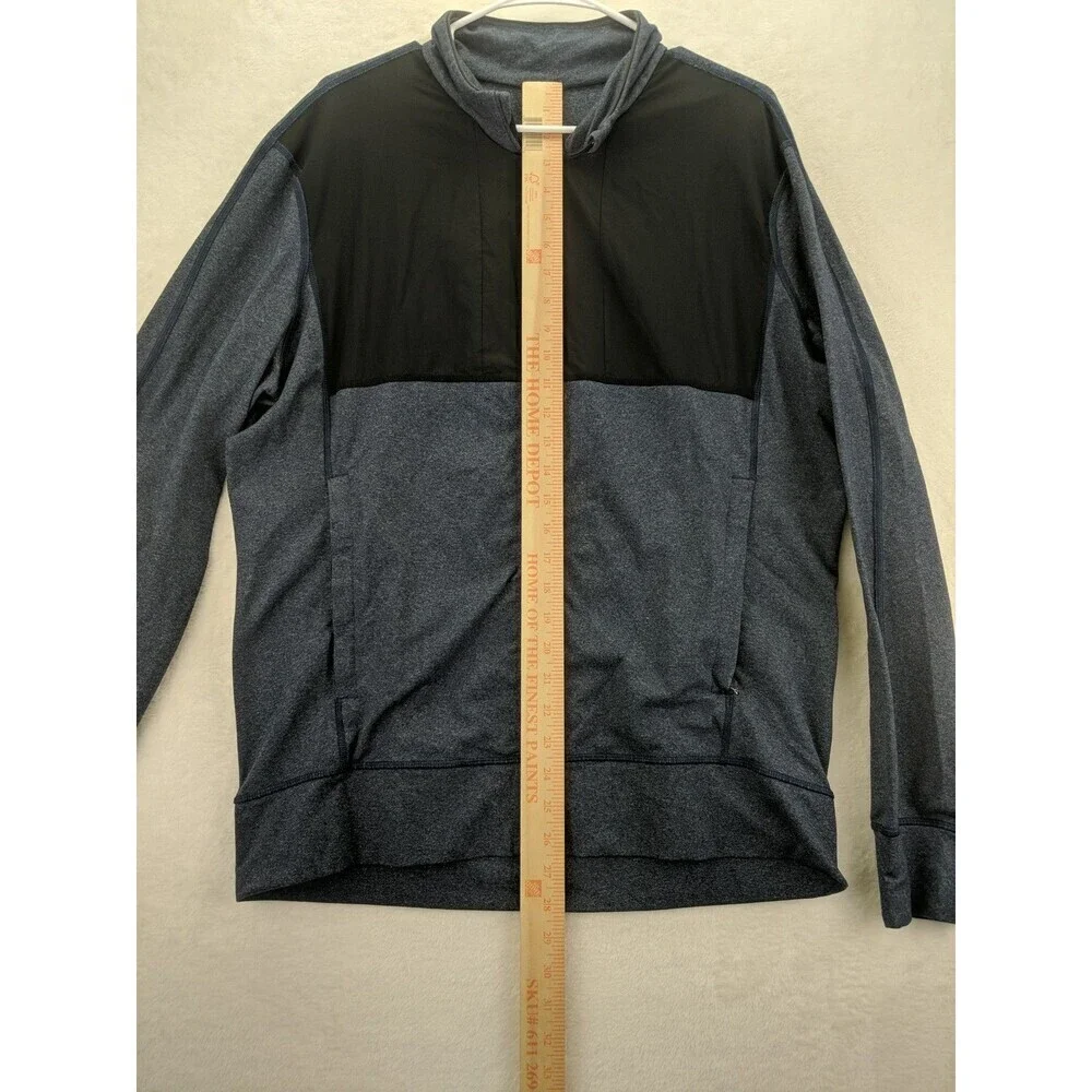 Lululemon Full Zip Post Session Jacket Large Blue With Black Chest